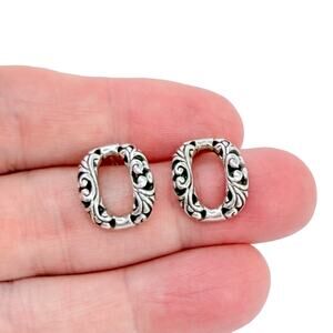 Estate Sterling Silver 925 Filigree Oval Earrings